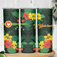 American Samoa Manu'atele Personalized Skinny Tumbler Manua Island Hibiscus Flowers