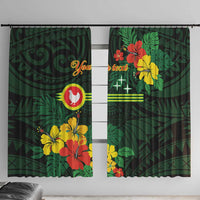 American Samoa Manu'atele Personalized Window Curtain Manua Island Hibiscus Flowers
