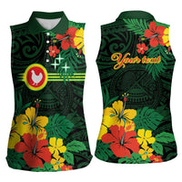 American Samoa Manu'atele Personalized Women Sleeveless Polo Shirt Manua Island Hibiscus Flowers