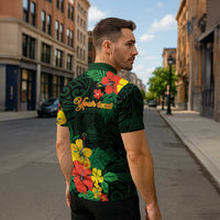 American Samoa Manu'atele Personalized Zipper Polo Shirt Manua Island Hibiscus Flowers - Polynesian Pride