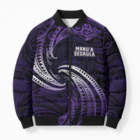 Manua Segaula American Samoa High School Personalized Bomber Puffer Jacket Polynesian Wave Style - Polynesian Pride