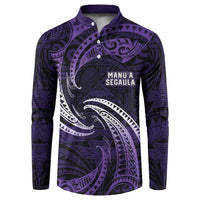 Manua Segaula American Samoa High School Personalized Button Sweatshirt Polynesian Wave Style LT9 Purple - Polynesian Pride