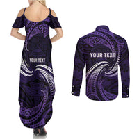 Manua Segaula American Samoa High School Personalized Couples Matching Summer Maxi Dress and Long Sleeve Button Shirt Polynesian Wave Style LT9 - Polynesian Pride