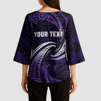 Manua Segaula American Samoa High School Personalized Kimono Sleeve Blouse Polynesian Wave Style - Polynesian Pride