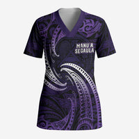 Manua Segaula American Samoa High School Personalized Scrub Top Polynesian Wave Style LT9 Adult Purple - Polynesian Pride
