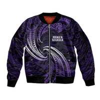 Manua Segaula American Samoa High School Personalized Sleeve Zip Bomber Jacket Polynesian Wave Style