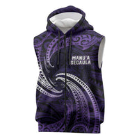 Manua Segaula American Samoa High School Personalized Sleeveless Zip Hoodie Polynesian Wave Style LT9 Purple - Polynesian Pride