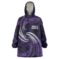Manua Segaula American Samoa High School Personalized Wearable Blanket Hoodie Polynesian Wave Style LT9 One Size Purple - Polynesian Pride