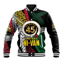 Ni-Van Vanuatu 45th Yumi Yumi Yumi Baseball Jacket Vanuatuan Boar Tusk Polynesian Pattern LT9 Unisex Black - Polynesian Pride