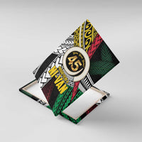 Ni-Van Vanuatu 45th Yumi Yumi Yumi Canvas Wall Art Vanuatuan Boar Tusk Polynesian Pattern LT9 With Frame Black - Polynesian Pride