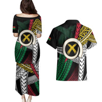 Ni-Van Vanuatu 45th Yumi Yumi Yumi Couples Matching Puletasi and Hawaiian Shirt Vanuatuan Boar Tusk Polynesian Pattern