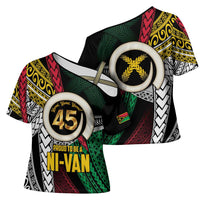 Ni-Van Vanuatu 45th Yumi Yumi Yumi Cross Shoulder Shirt Vanuatuan Boar Tusk Polynesian Pattern LT9 - Polynesian Pride