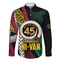 Ni-Van Vanuatu 45th Yumi Yumi Yumi Family Matching Off The Shoulder Long Sleeve Dress and Hawaiian Shirt Vanuatuan Boar Tusk Polynesian Pattern