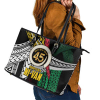 Ni-Van Vanuatu 45th Yumi Yumi Yumi Leather Tote Bag Vanuatuan Boar Tusk Polynesian Pattern