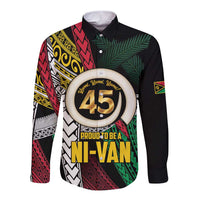 Ni-Van Vanuatu 45th Yumi Yumi Yumi Long Sleeve Button Shirt Vanuatuan Boar Tusk Polynesian Pattern LT9 Unisex Black - Polynesian Pride