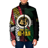 Ni-Van Vanuatu 45th Yumi Yumi Yumi Padded Jacket Vanuatuan Boar Tusk Polynesian Pattern LT9 Men Black - Polynesian Pride