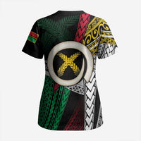 Ni-Van Vanuatu 45th Yumi Yumi Yumi Scrub Top Vanuatuan Boar Tusk Polynesian Pattern LT9 - Polynesian Pride