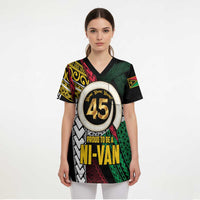 Ni-Van Vanuatu 45th Yumi Yumi Yumi Scrub Top Vanuatuan Boar Tusk Polynesian Pattern LT9 - Polynesian Pride