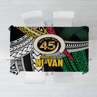 Ni-Van Vanuatu 45th Yumi Yumi Yumi Tablecloth Vanuatuan Boar Tusk Polynesian Pattern LT9 Black - Polynesian Pride