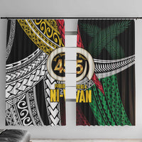 Ni-Van Vanuatu 45th Yumi Yumi Yumi Window Curtain Vanuatuan Boar Tusk Polynesian Pattern LT9 With Hooks Black - Polynesian Pride