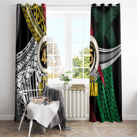 Ni-Van Vanuatu 45th Yumi Yumi Yumi Window Curtain Vanuatuan Boar Tusk Polynesian Pattern LT9 - Polynesian Pride