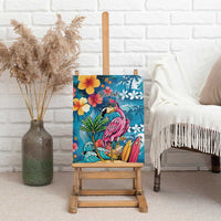 Hawaiian Flamingo Hibiscus Personalised Canvas Wall Art Blue Summer Tropical Flowers LT9 - Polynesian Pride