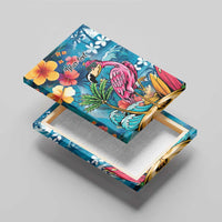 Hawaiian Flamingo Hibiscus Personalised Canvas Wall Art Blue Summer Tropical Flowers LT9 - Polynesian Pride
