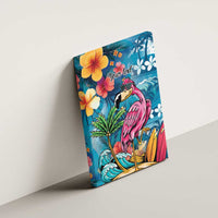 Hawaiian Flamingo Hibiscus Personalised Canvas Wall Art Blue Summer Tropical Flowers LT9 - Polynesian Pride