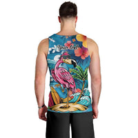 Hawaiian Flamingo Hibiscus Personalised Men Tank Top Blue Summer Tropical Flowers LT9 - Polynesian Pride