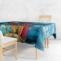Hawaiian Flamingo Hibiscus Personalised Tablecloth Blue Summer Tropical Flowers LT9 - Polynesian Pride