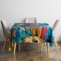 Hawaiian Flamingo Hibiscus Personalised Tablecloth Blue Summer Tropical Flowers LT9 - Polynesian Pride