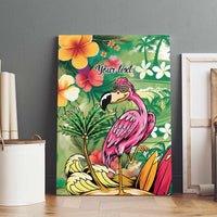 Hawaiian Flamingo Hibiscus Personalised Canvas Wall Art Green Summer Tropical Flowers LT9 - Polynesian Pride