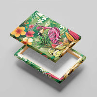 Hawaiian Flamingo Hibiscus Personalised Canvas Wall Art Green Summer Tropical Flowers LT9 - Polynesian Pride