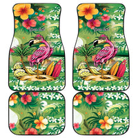 Hawaiian Flamingo Hibiscus Personalised Car Mats Green Summer Tropical Flowers - Polynesian Pride