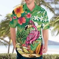 Hawaiian Flamingo Hibiscus Personalised Hawaiian Shirt Green Summer Tropical Flowers LT9 - Polynesian Pride