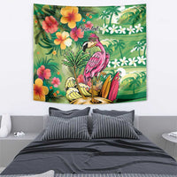 Hawaiian Flamingo Hibiscus Personalised Tapestry Green Summer Tropical Flowers - Polynesian Pride