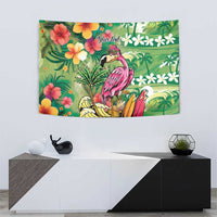Hawaiian Flamingo Hibiscus Personalised Tapestry Green Summer Tropical Flowers - Polynesian Pride
