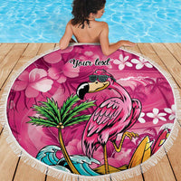 Hawaiian Flamingo Hibiscus Personalised Beach Blanket Pink Summer Tropical Flowers LT9 - Polynesian Pride