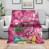 Hawaiian Flamingo Hibiscus Personalised Blanket Pink Summer Tropical Flowers LT9 - Polynesian Pride