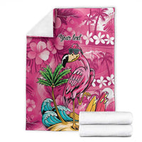 Hawaiian Flamingo Hibiscus Personalised Blanket Pink Summer Tropical Flowers LT9 - Polynesian Pride