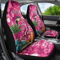 Hawaiian Flamingo Hibiscus Personalised Car Seat Cover Pink Summer Tropical Flowers - Polynesian Pride