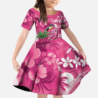 Hawaiian Flamingo Hibiscus Personalised Family Matching Tank Maxi Dress and Hawaiian Shirt Pink Summer Tropical Flowers - Polynesian Pride