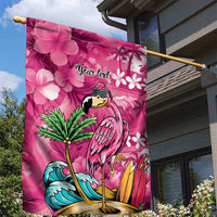 Hawaiian Flamingo Hibiscus Personalised Garden Flag Pink Summer Tropical Flowers - Polynesian Pride