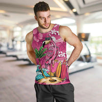 Hawaiian Flamingo Hibiscus Personalised Men Tank Top Pink Summer Tropical Flowers LT9 Pink - Polynesian Pride