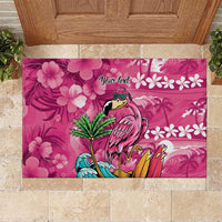 Hawaiian Flamingo Hibiscus Personalised Rubber Doormat Pink Summer Tropical Flowers LT9 Pink - Polynesian Pride