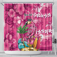 Hawaiian Flamingo Hibiscus Personalised Shower Curtain Pink Summer Tropical Flowers - Polynesian Pride