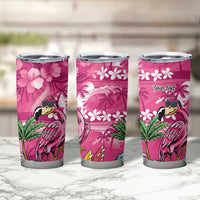 Hawaiian Flamingo Hibiscus Personalised Tumbler Cup Pink Summer Tropical Flowers - Polynesian Pride