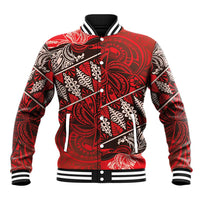 Vintage Ngatu Tribal Tonga Pattern Baseball Jacket LT9 Unisex Red - Polynesian Pride