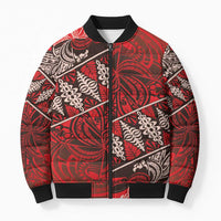 Vintage Ngatu Tribal Tonga Pattern Bomber Puffer Jacket LT9 Red - Polynesian Pride
