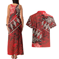 Vintage Ngatu Tribal Tonga Pattern Couples Matching Tank Maxi Dress and Hawaiian Shirt LT9 - Polynesian Pride